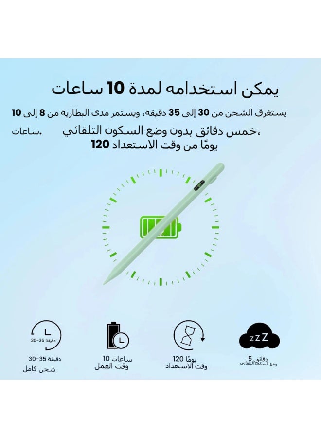 LR Nexus Touchscreen device stylus, rechargeable universal stylus, with battery LED display, no Bluetooth, with tilt sensor and accidental touch protection, Type-C charging port, compatible with iPad/iPhone/Android — Green - Image 5